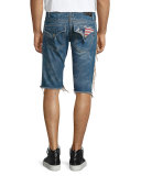 Distressed Slim-Fit Shorts, Light Blue