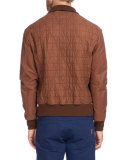 Quilted Leather Bomber Jacket, Brown