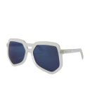 Clip Acetate Aviator Sunglasses, Clear