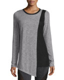 Elliptic Long-Sleeve Sport Top, Heather Gray/Black