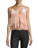 Sandro Velvet Tiered Slip Top