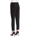 Slim-Leg Stretch-Wool Ankle Pants, Black