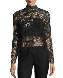 Vine Guipure Lace Mock-Neck Top