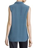 Button-Placket Slim-Fit Shell, Blue