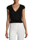 Cap-Sleeve Velvet Top, Onyx