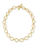 19K Gold Smooth Link Necklace, 17"