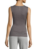 Seraphina Lace-Trim Wool-Silk Blend Tank Top, Warm Gray