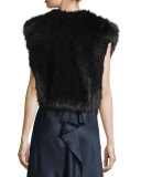 Faux-Fur Surplice Vest, Midnight Navy