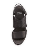 Cara Crisscross Leather Sandal, Black