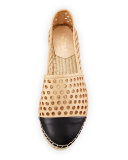 Mariko Perforated Leather Flat, Buff/Black