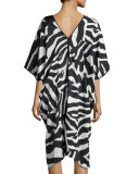 Zebra-Print Lounge Caftan, Black