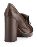 Monili-Kiltie Leather Pump, Brown