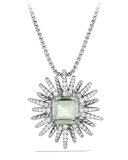 30mm Starburst Diamond & Prasiolite Pendant Necklace