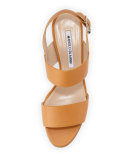 Khan Leather Double-Band Sandal, Tan