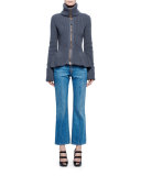 Flare-Leg Cropped Jeans, Indigo
