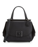 Drifter Leather Top-Handle Satchel Bag, Black