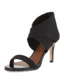 Tilly Stretch Mid-Heel Sandal, Black