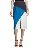 Geometric-Print Bonded Pencil Skirt