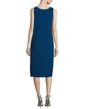 Sleeveless Stretch Pique Tank Dress, Azure