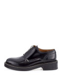 Saxon Zip-Front Leather Loafer, Black