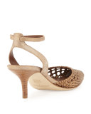 Fresia Woven Pointed-Toe Pump, Light Bronze