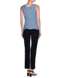 Silk Charmeuse Scoop-Neck Shell, Cornflower Blue