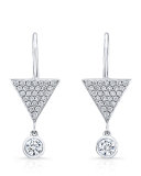 Pavé Diamond Triangle & Bezel Drop Earrings