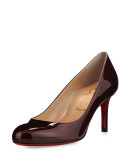 Simple Patent 70mm Red Sole Pump, Burgundy/Orthodox