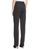 Diana Stretch-Flannel Straight-Leg Pants, Hematite Melange