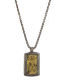 Men's Batu Classic Chain Silver Dog Tag Pendant with Pyrite
