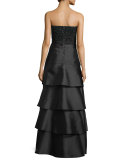 Strapless Tiered Ball Gown, Onyx