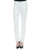 High-Rise Slim Straight Jeans, White
