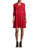Twirl Sleeveless Knit Dress, Red