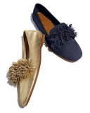 Wild Metallic Fringe Loafer, Light Gold