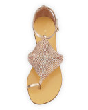 Crystal Mesh Toe-Ring Sandal, Rust