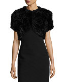 Rosette Patchwork Rabbit Fur Bolero, Black