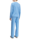 Long-Sleeve Four-Pocket Chain-Trim Jacket, Cornflower, Petite