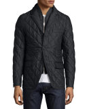 Quilted Wool Jacket w/Detachable Warmer, Charcoal