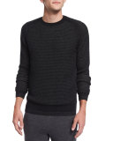 Aster Textured Crewneck Sweater, Black