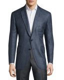 Two-Button Patterned Jacket, Blue Anthracite 
