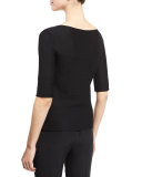 Half-Sleeve Round-Neck Tee, Black/Multi