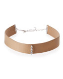 Ivy Arabella White Sapphire & Leather Choker Necklace