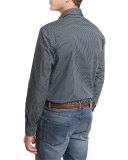 Geometric-Print Sport Shirt, Navy Blue/Green
