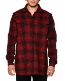 Tartan-Plaid Long-Sleeve Shirt W/Signature Stripes, Red/Black