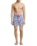 Moorea Swim Trunks W/ Flocked Turtles, Light Blue