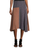 Broken-Dash A-Line Midi Skirt, Multi