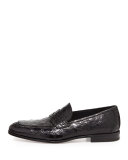 Pablo 2 Crocodile Penny Loafer, Black
