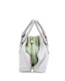 Medium Soft Calf Inside Bag, Gray/Aqua Green (Granito+Acquamarina)