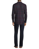 Plaid Lightweight Flannel Sport Shirt, Red Multi