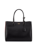 Bibliothèque XL Leather Tote Bag, Black/Red (Nero+Fuoco)